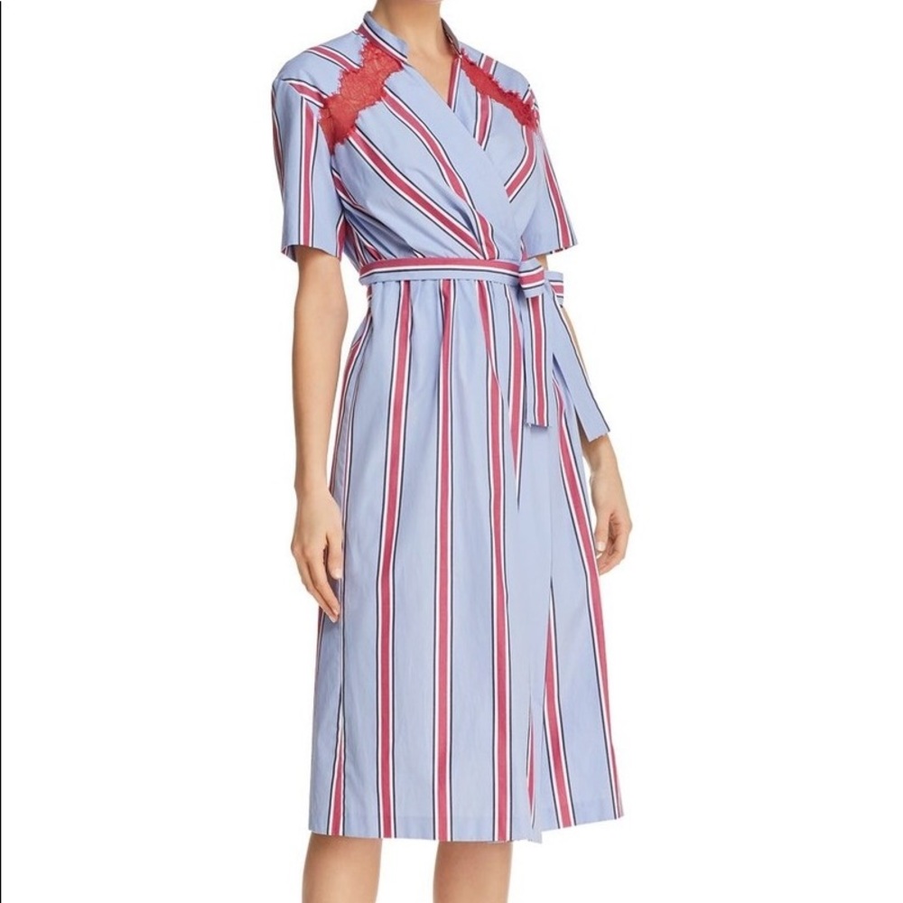 Sandro Mellow Striped Wrap Dress Size 38 NWT